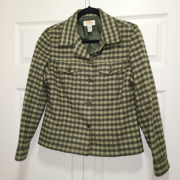 Talbots Jackets & Blazers - Talbots Flannel Wool‎ blend Check Plaid Women's Jacket Blazer 8 shacket vtg
